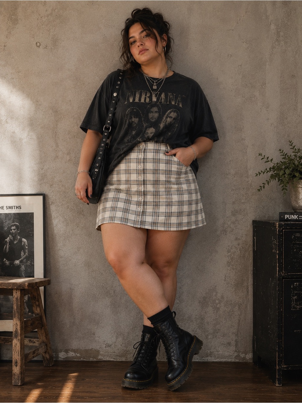Like an angle plaid pencil skirt